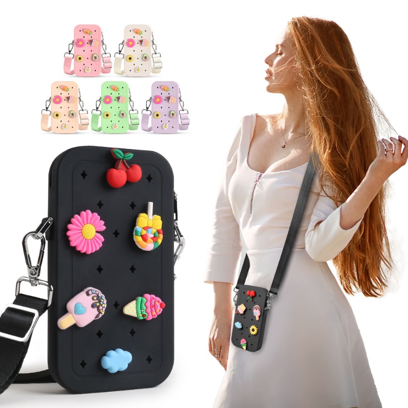Phone Accessories Organizer - Sac bandoulière multifonction portable en silicone,