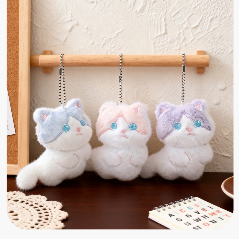 Phone Accessories In China - Porte-clés en peluche chat calico mignon,